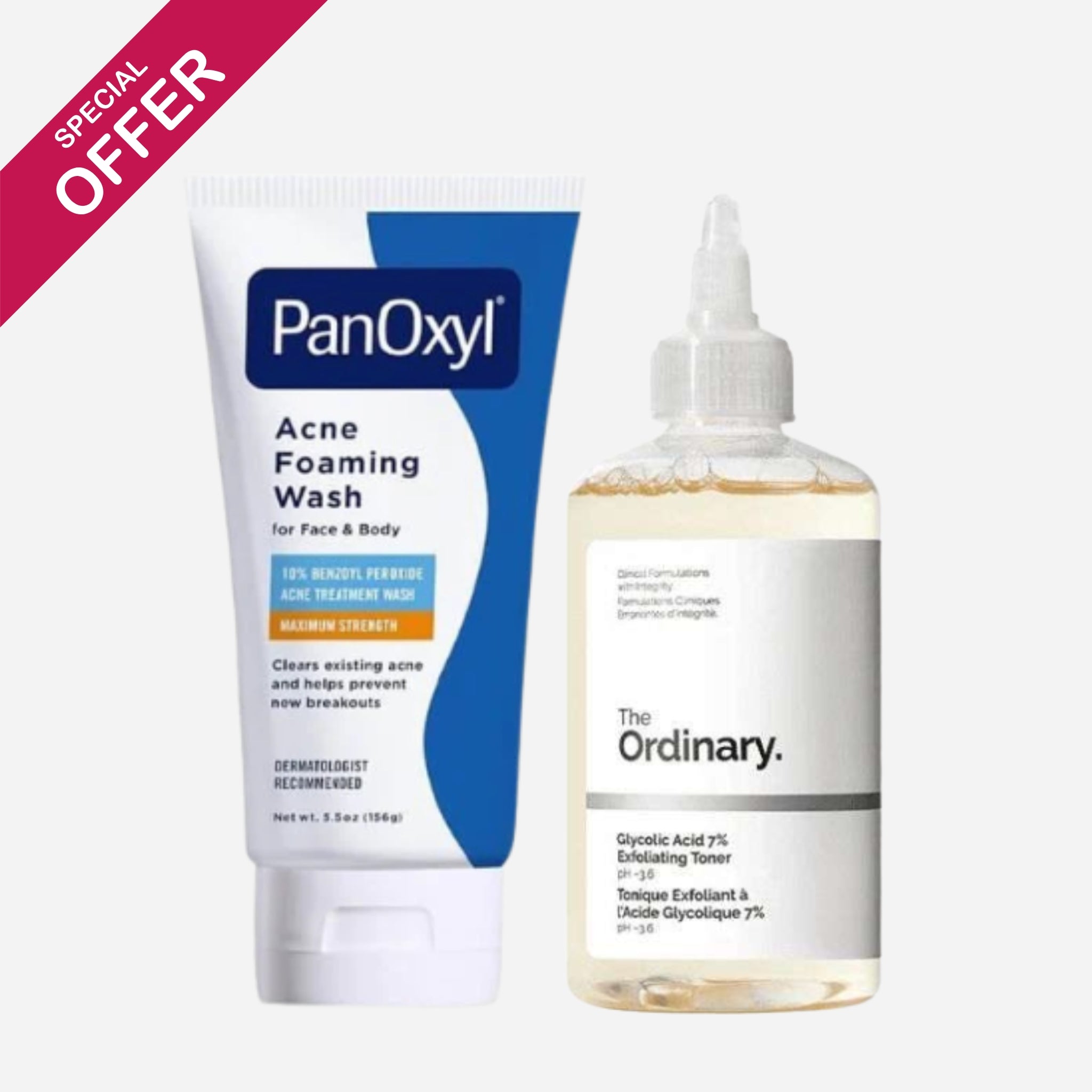 Pack Glycolic Acid 7% de The Ordinary & PanoXYL 10%