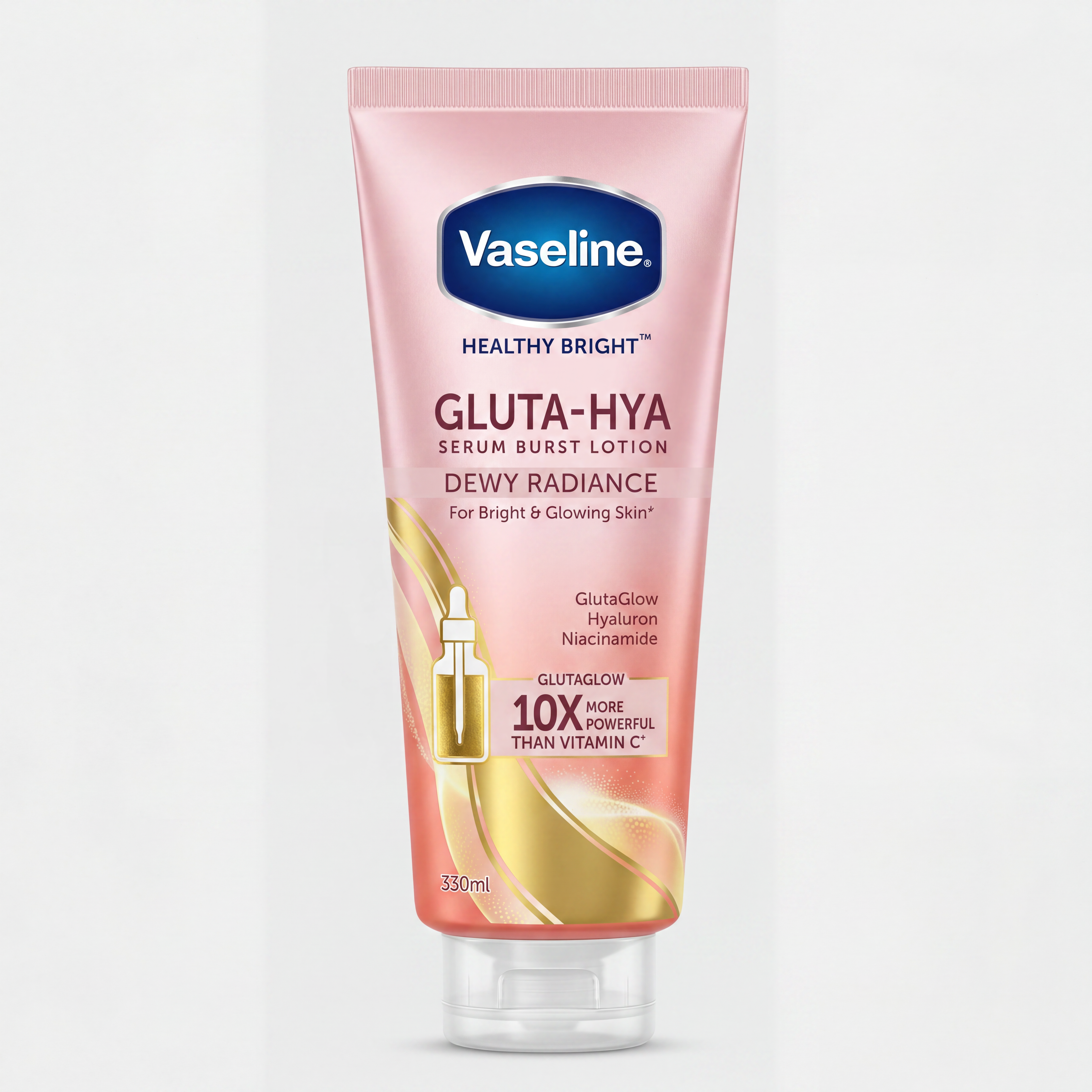 Vaseline – Healthy Bright Gluta-Hya Dewy Radiance Serum Burst Lotion | GlutaGlow 10x + Hyaluron + Niacinamide | Éclat & Glow | 330ml