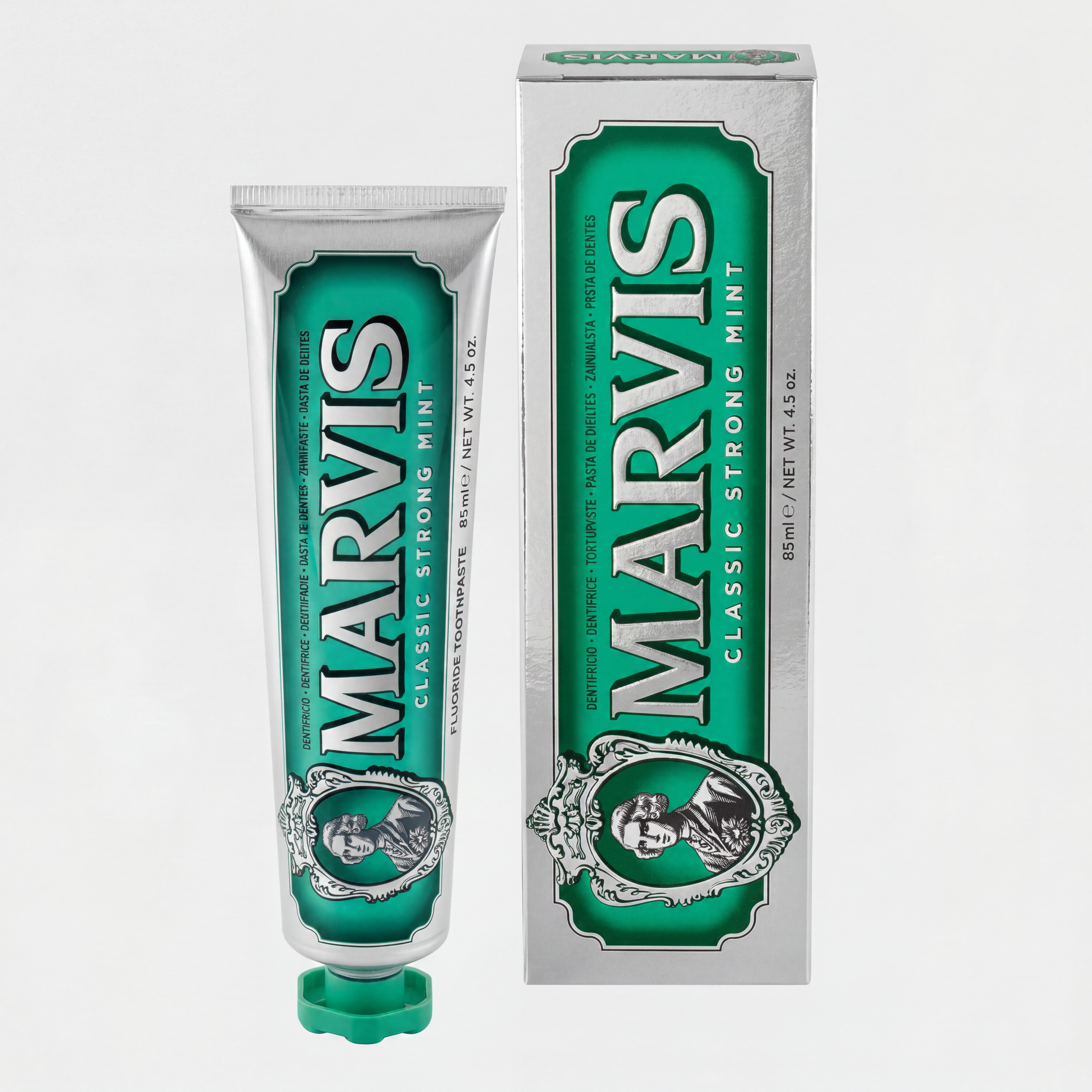 Marvis – Dentifrice Classic Strong Mint | Fluor | Menthe Puissante & Fraîcheur Intense | 85ml