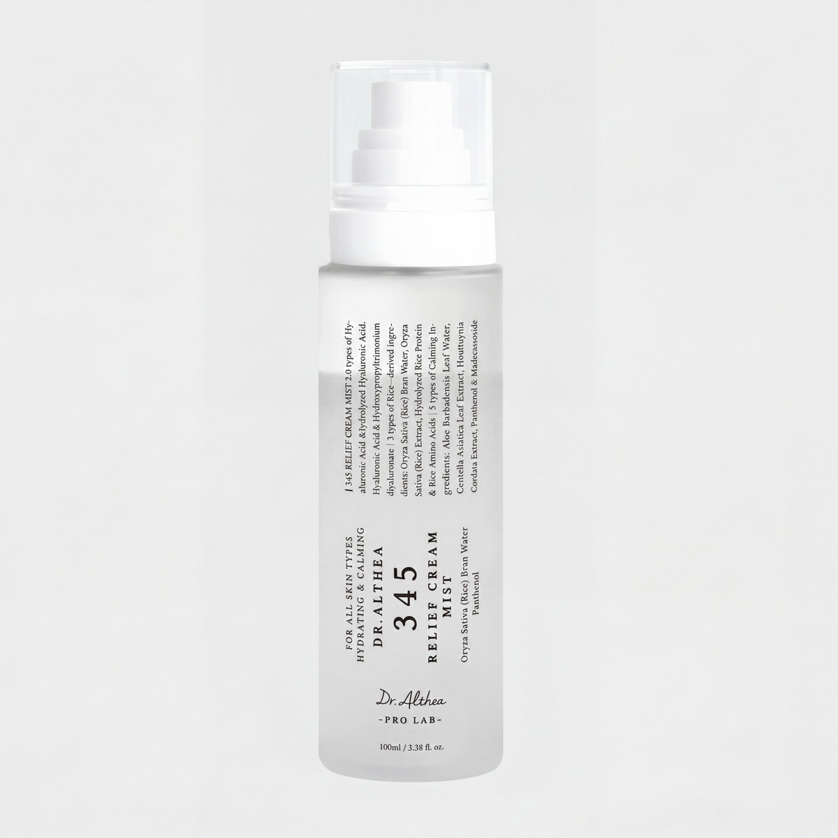 Dr. Althea Pro Lab – 345 Relief Cream Mist | Acide Hyaluronique 2.0 + Riz + Centella + Panthénol | Hydratant & Apaisant | 100ml