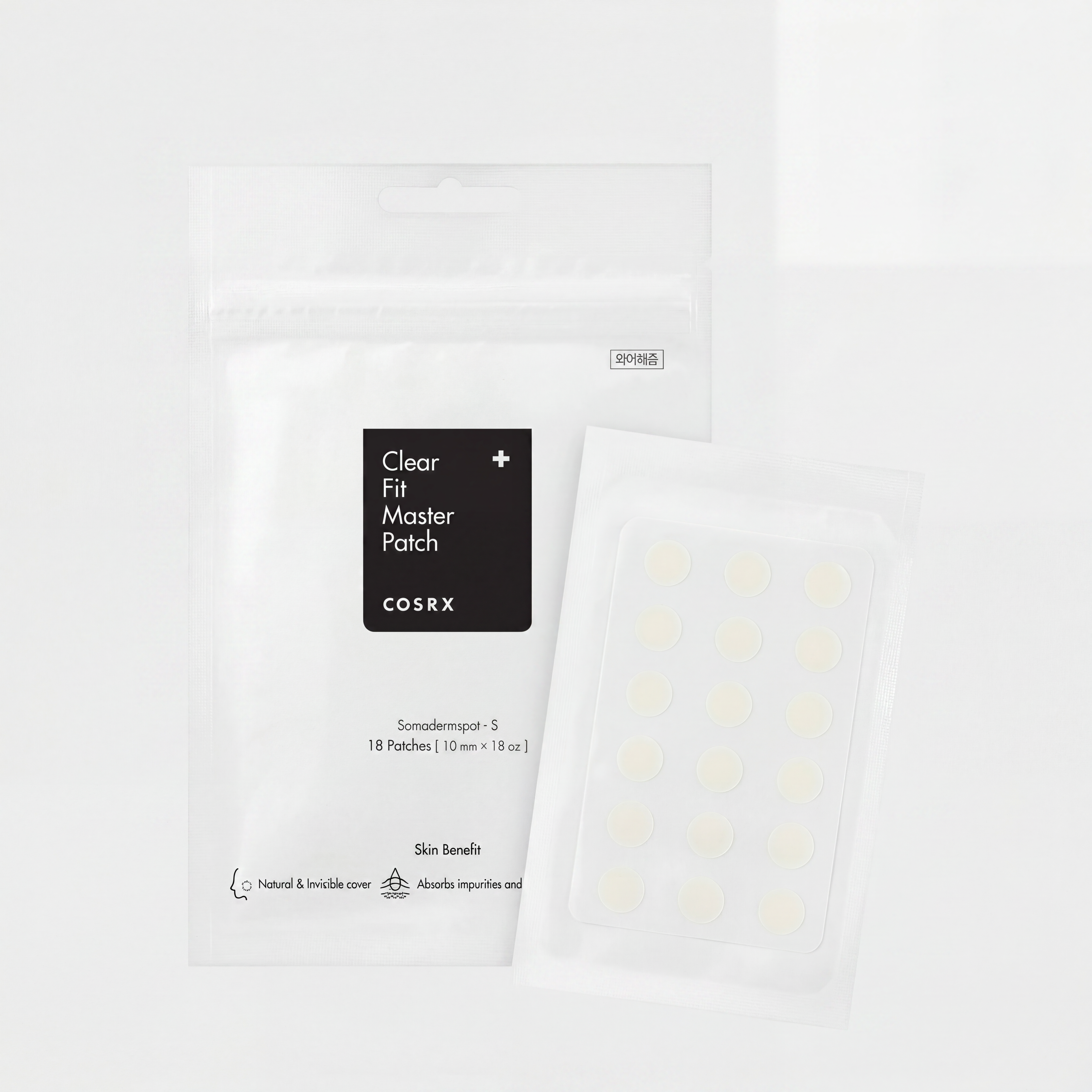 COSRX – Clear Fit Master Patch | Patchs Anti-Boutons Invisibles | Somadermspot-S | 18 Patches (10mm)