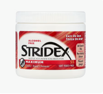 Stridex - Le meilleur contrôle anti-acnéique en une étape, sans alcool, 55 lingettes douces