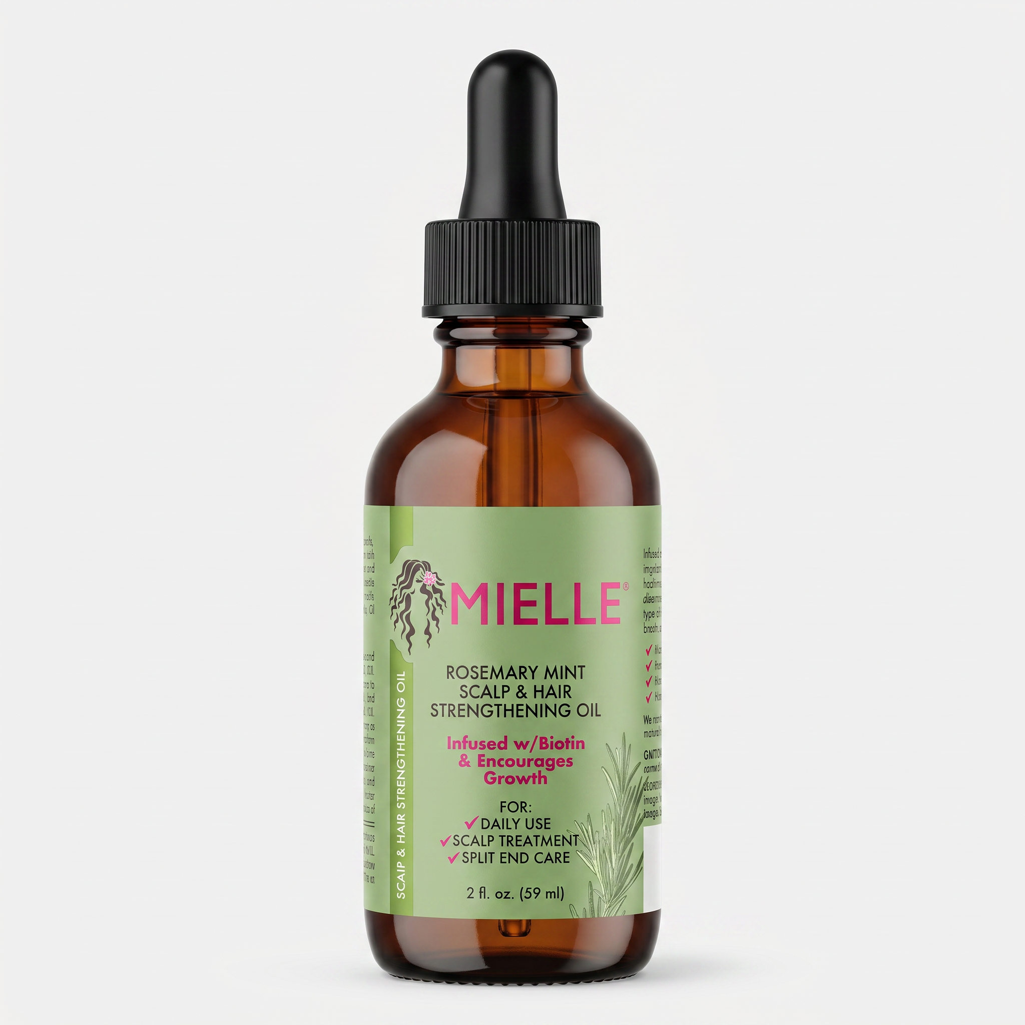 Mielle – Rosemary Mint Scalp & Hair Strengthening Oil | Biotine & Romarin | Croissance & Force | 59ml