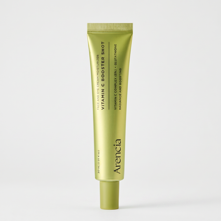 Arencia – Vitamin C Booster Shot | Crème Visage & Contour des Yeux | Complexe Vitamine C 5% + Glutathione | Éclat & Boost | 30ml