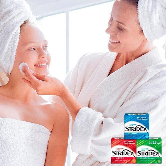 Stridex - Le meilleur contrôle anti-acnéique en une étape, sans alcool, 55 lingettes douces
