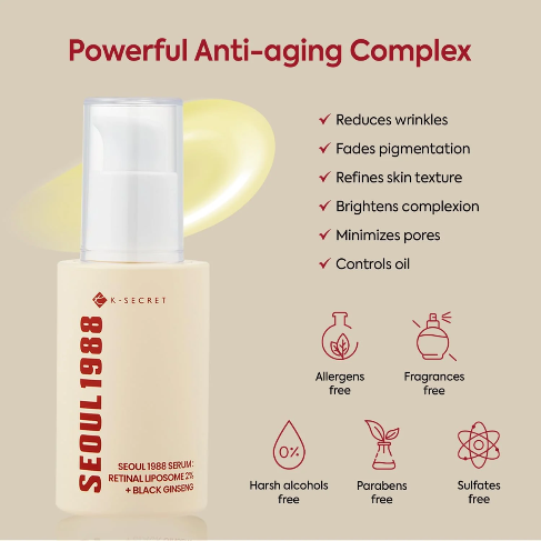 KSECRET SEOUL 1988 - Retinal Serum: 2% Retinal Liposome + Black Ginseng - 30ml
