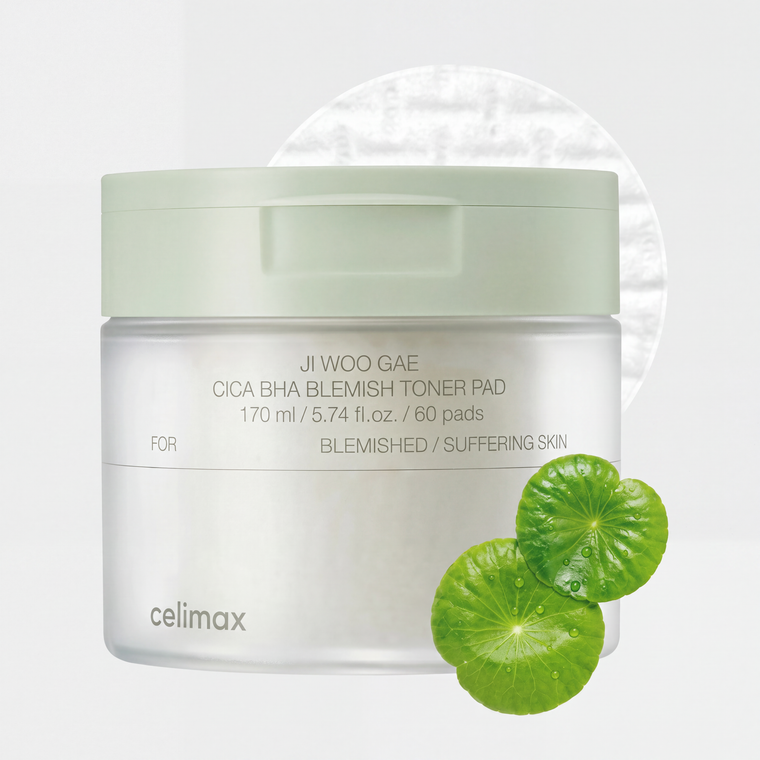 Celimax – Ji Woo Gae Cica BHA Blemish Toner Pad | Centella + BHA | Anti-Imperfections & Apaisant | 60 Pads (170ml)